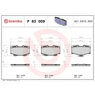 BREMBO P83009 Juego de pastillas de freno