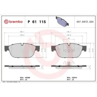 BREMBO P61115 Juego de pastillas de freno