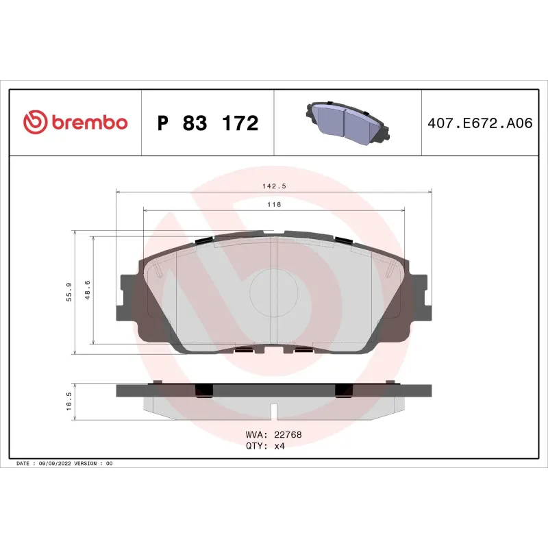 BREMBO P83172 Juego de pastillas de freno