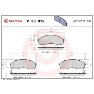 BREMBO P30012 Juego de pastillas de freno