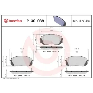 BREMBO P30039 Juego de pastillas de freno