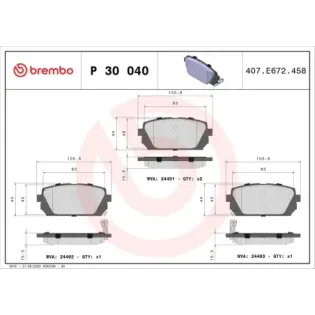 BREMBO P30040 Juego de pastillas de freno