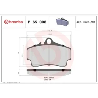 BREMBO P65008 Juego de pastillas de freno