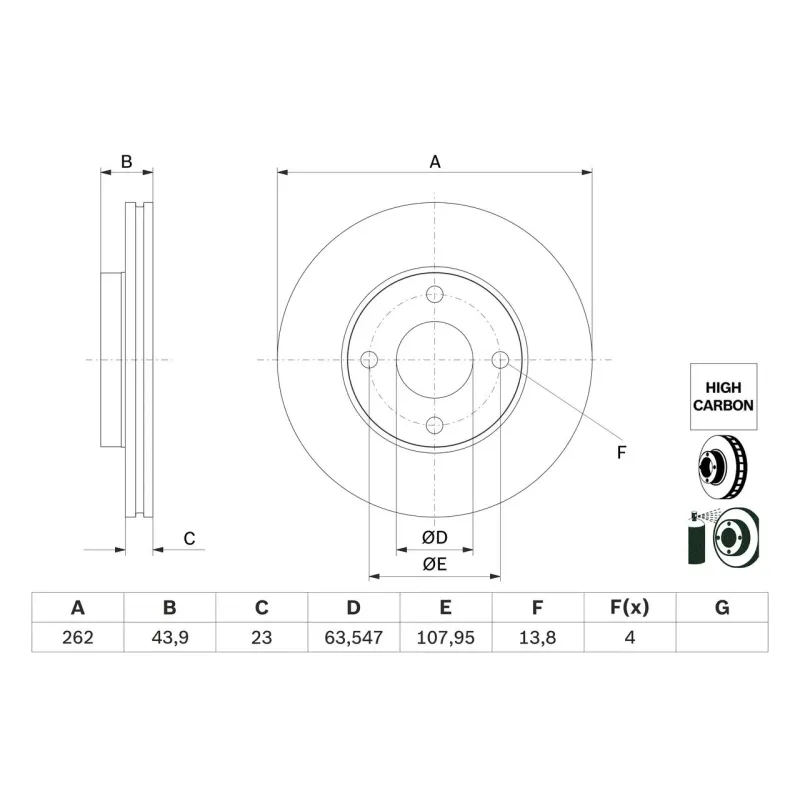 BOSCH 0986479F70 Disco de freno (Unidad)