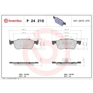 BREMBO P24210 Juego de pastillas de freno