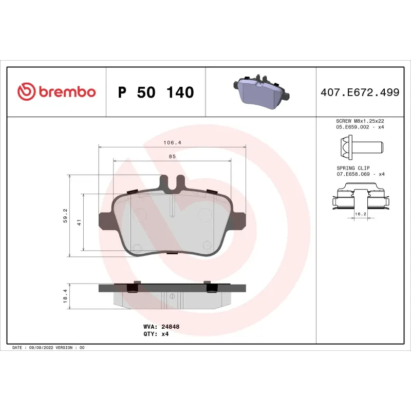 BREMBO P50140 Juego de pastillas de freno
