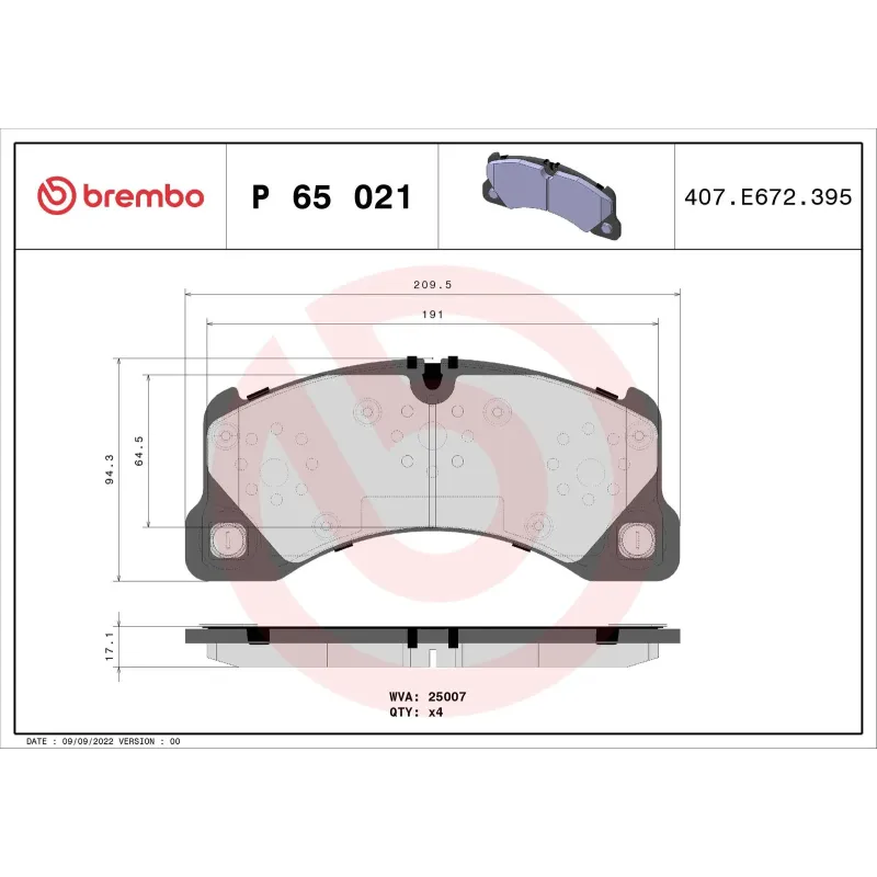 BREMBO P65021 Juego de pastillas de freno
