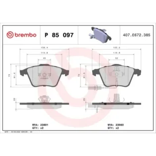 BREMBO P85097 Juego de pastillas de freno