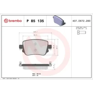 BREMBO P85135 Juego de pastillas de freno
