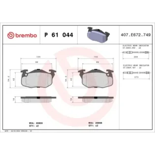 BREMBO P61044 Juego de pastillas de freno