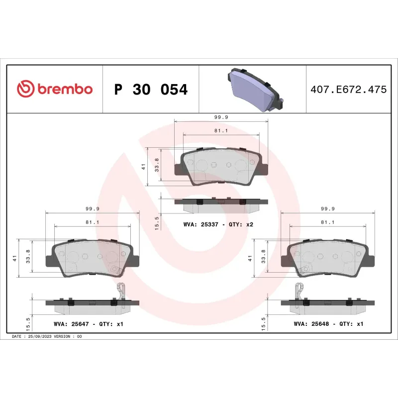BREMBO P30054 Juego de pastillas de freno