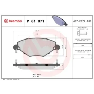 BREMBO P61071 Juego de pastillas de freno