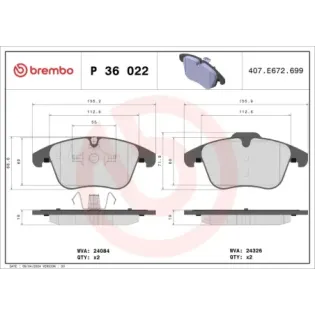 BREMBO P36022 Juego de pastillas de freno