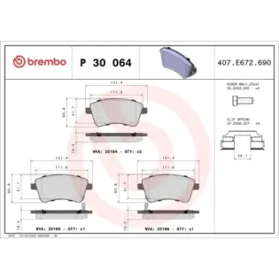 BREMBO P30064 Juego de pastillas de freno