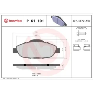 BREMBO P61101 Juego de pastillas de freno