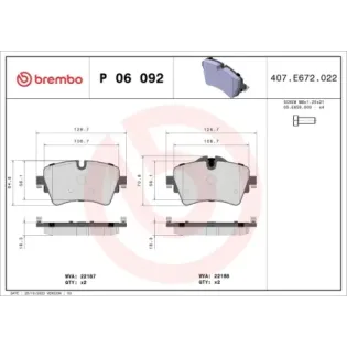 BREMBO P06092 Juego de pastillas de freno