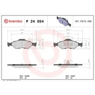 BREMBO P24054 Juego de pastillas de freno