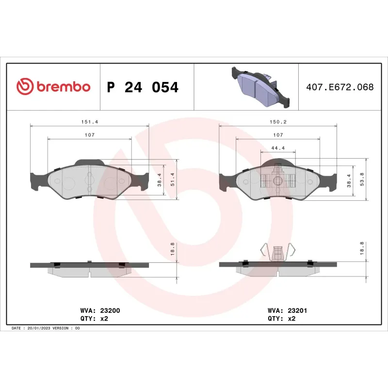 BREMBO P24054 Juego de pastillas de freno