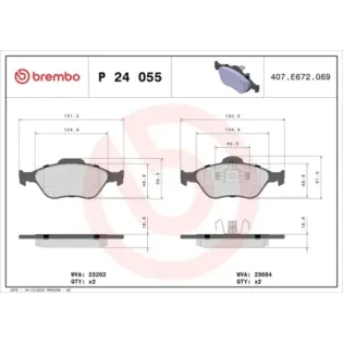 BREMBO P24055 Juego de pastillas de freno