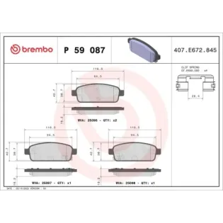 BREMBO P59087 Juego de pastillas de freno