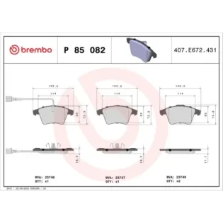BREMBO P85082 Juego de pastillas de freno