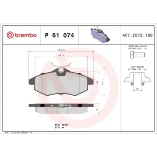 BREMBO P61074 Juego de pastillas de freno