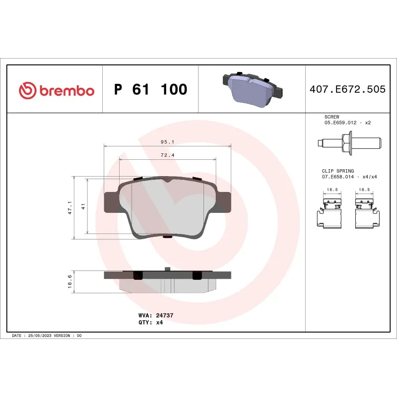 BREMBO P61100 Juego de pastillas de freno