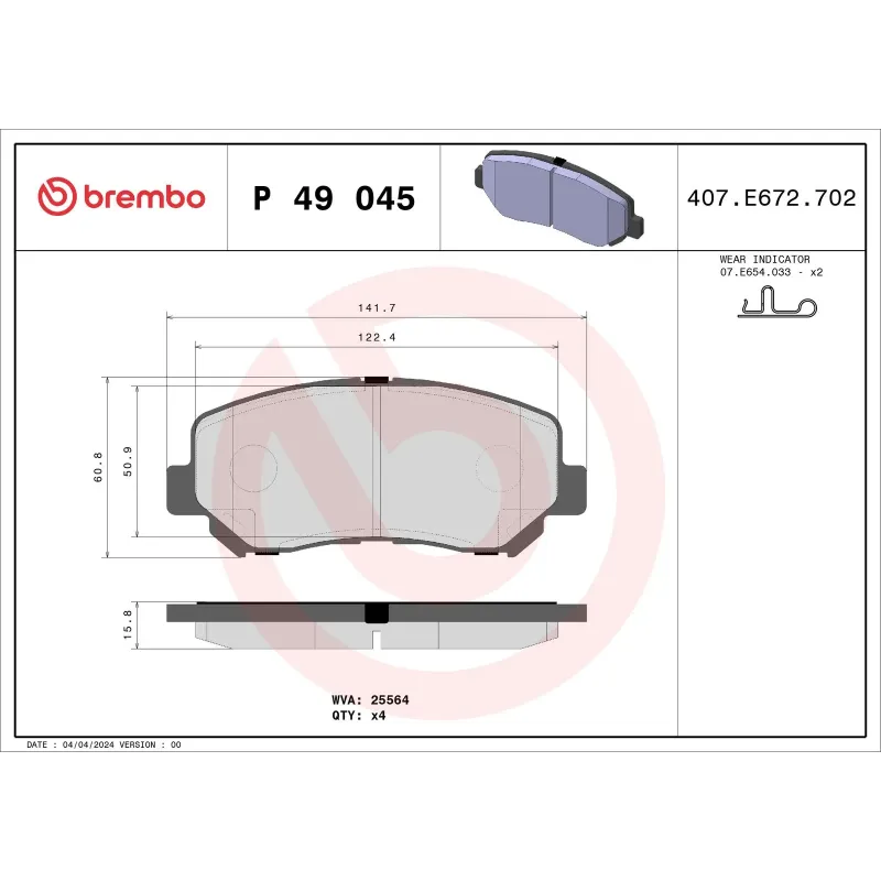 BREMBO P49045 Juego de pastillas de freno