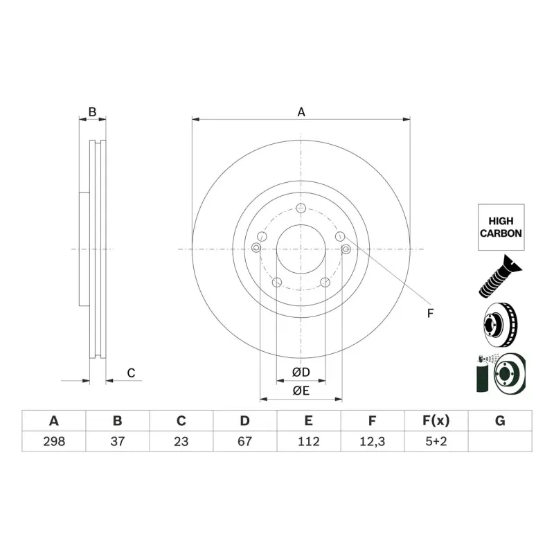 BOSCH 0986479H05 Disco de freno (Unidad)