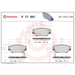 BREMBO P77001 Juego de pastillas de freno