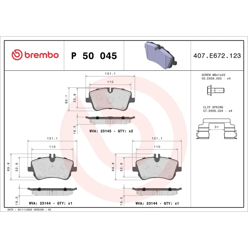 BREMBO P50045 Juego de pastillas de freno