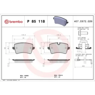 BREMBO P85118 Juego de pastillas de freno