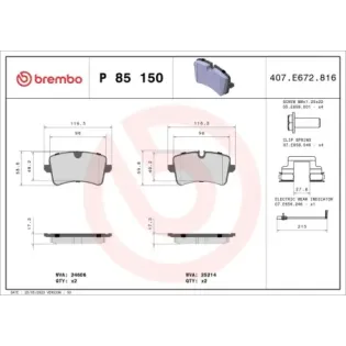 BREMBO P85150 Juego de pastillas de freno