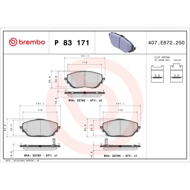 BREMBO P83171 Juego de pastillas de freno