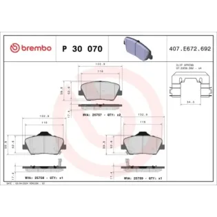 BREMBO P30070 Juego de pastillas de freno