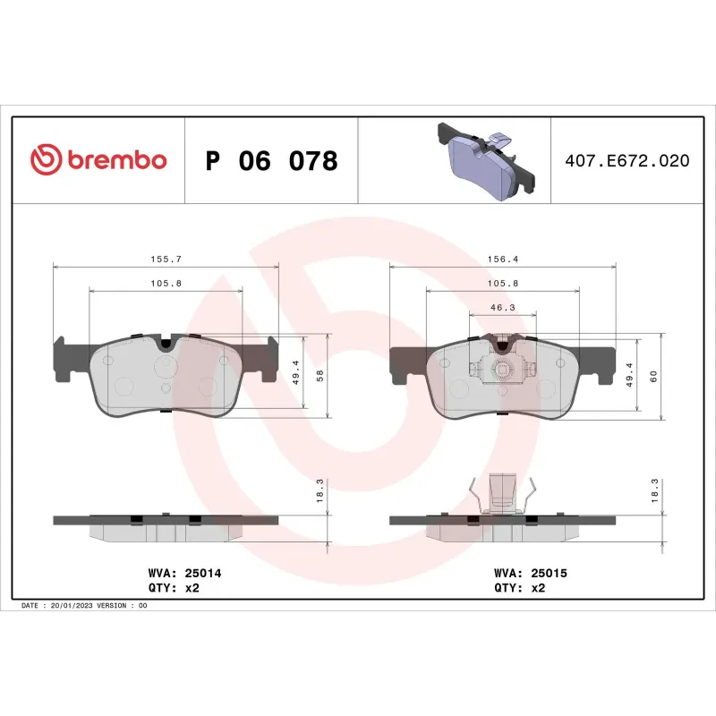 BREMBO P06078 Juego de pastillas de freno