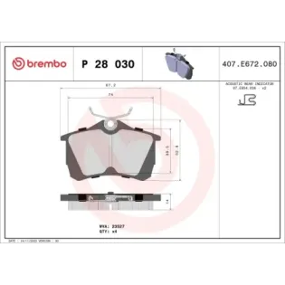 BREMBO P28030 Juego de pastillas de freno