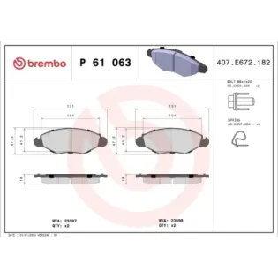 BREMBO P61063 Juego de pastillas de freno