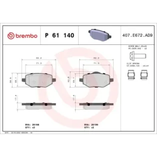 BREMBO P61140 Juego de pastillas de freno