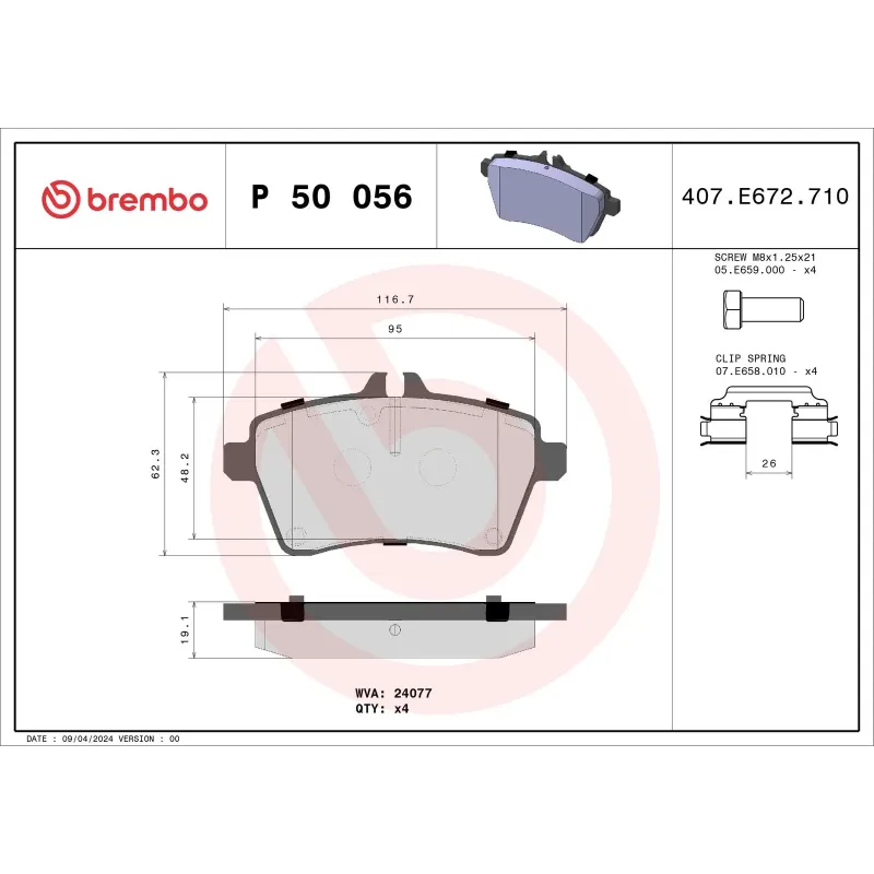 BREMBO P50056 Juego de pastillas de freno