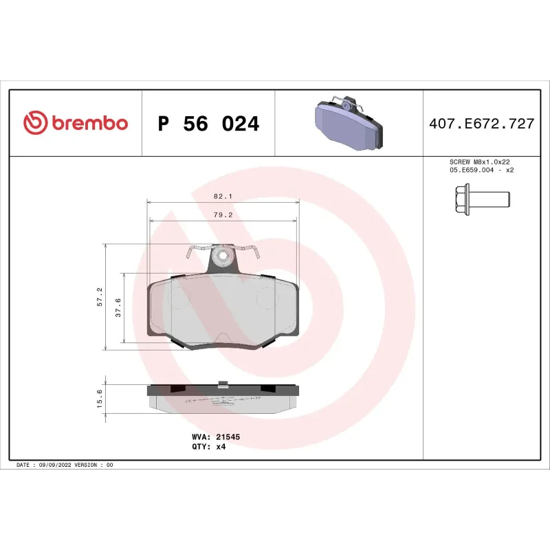 BREMBO P56024 Juego de pastillas de freno