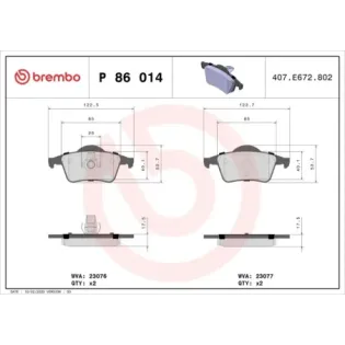 BREMBO P86014 Juego de pastillas de freno