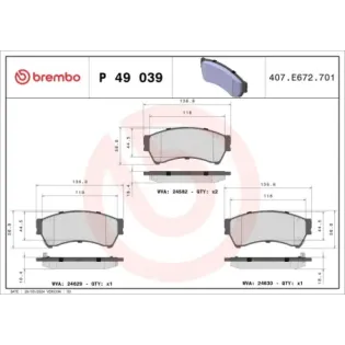 BREMBO P49039 Juego de pastillas de freno