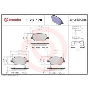BREMBO P23170 Juego de pastillas de freno