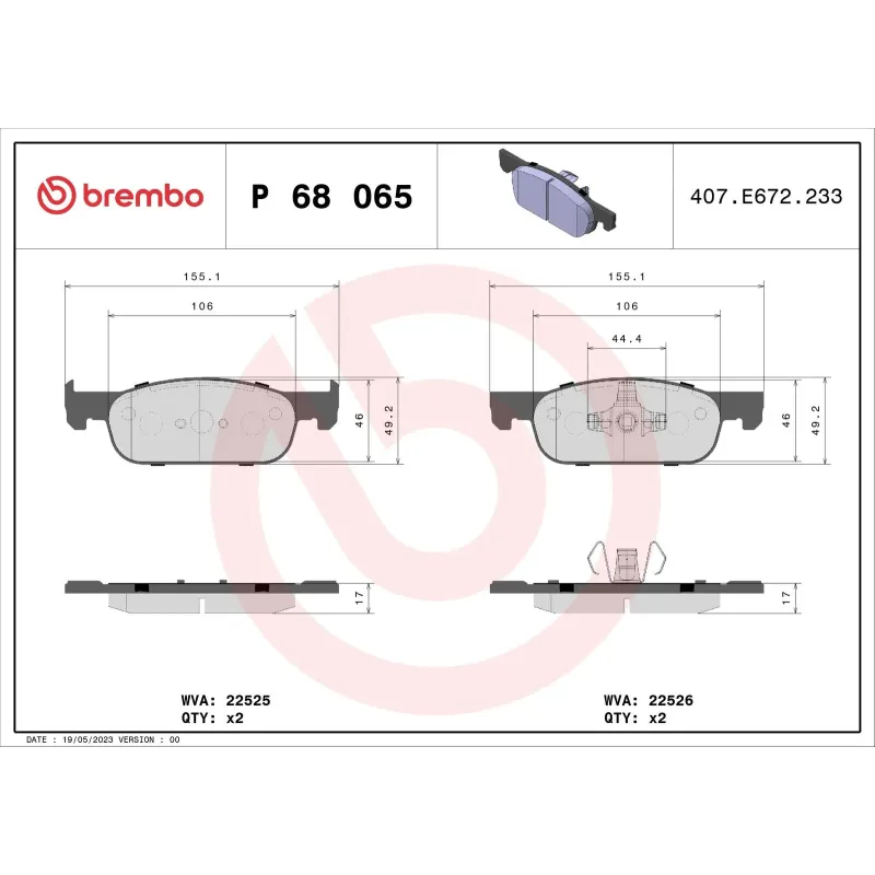 BREMBO P68065 Juego de pastillas de freno