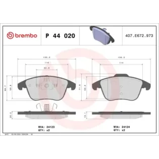 BREMBO P44020 Juego de pastillas de freno