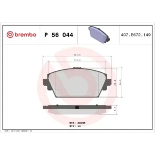 BREMBO P56044 Juego de pastillas de freno