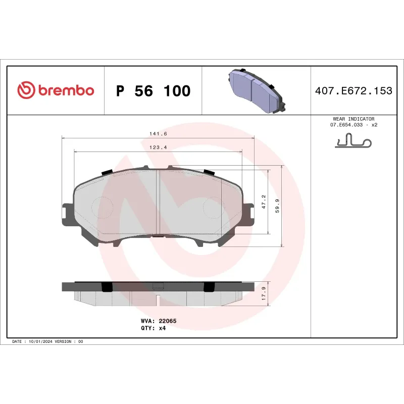 BREMBO P56100 Juego de pastillas de freno