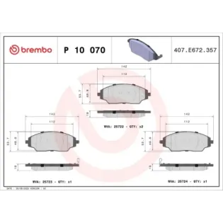 BREMBO P10070 Juego de pastillas de freno