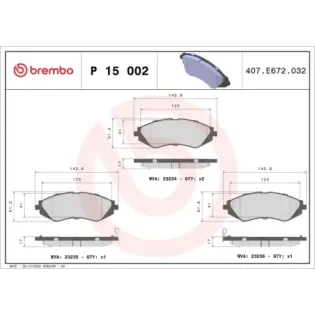 BREMBO P15002 Juego de pastillas de freno